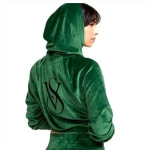 Victoria Secret Velour Green Logo Jogger Set